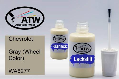 Chevrolet, Gray (Wheel Color), WA6277: 20ml Lackstift + 20ml Klarlack - Set, von ATW Autoteile West.